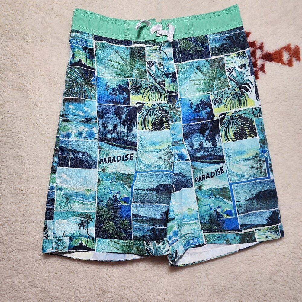 Tommy Bahama Swim Trunks Board Shorts Youth XL (28x7) Mid Rise Hawaiian Blue